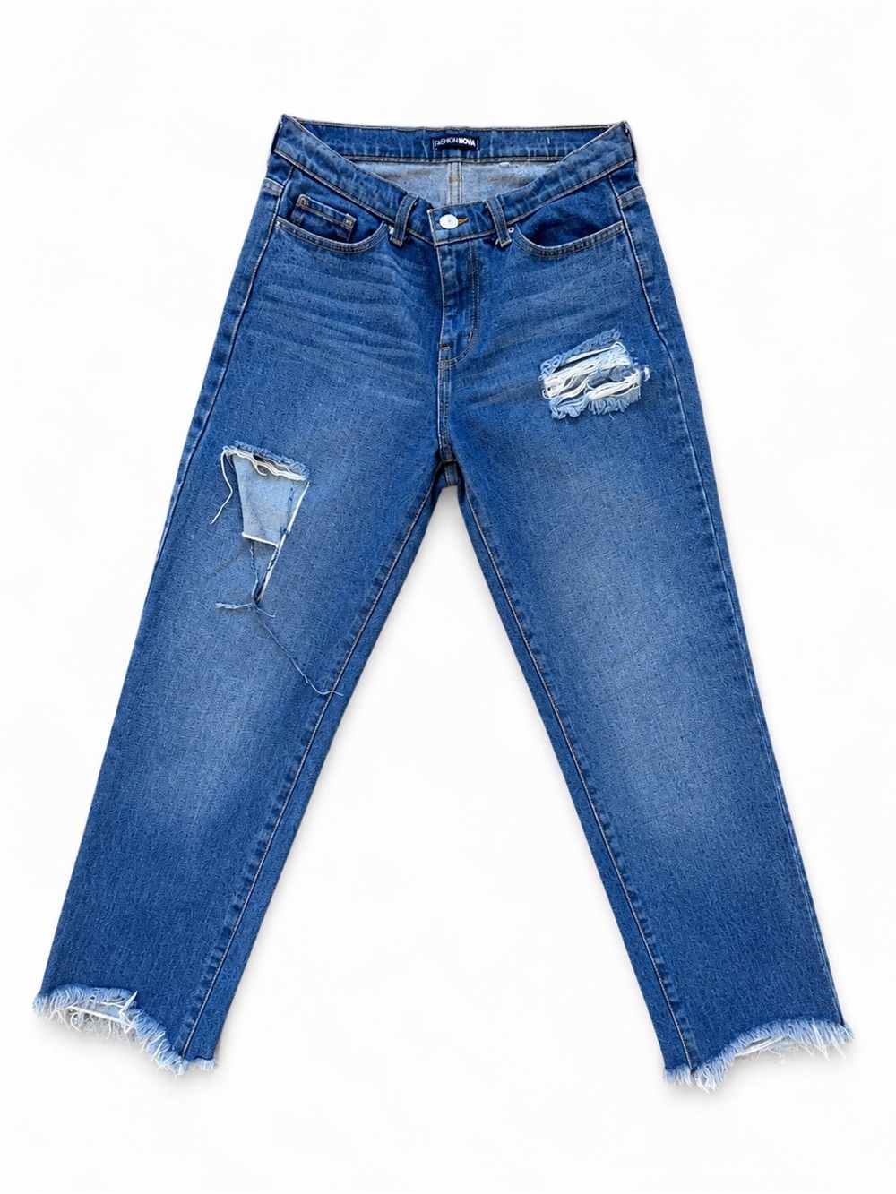 Fashion Nova Distressed Ram Hem Cropped Jeans | NWOT | Size 7
